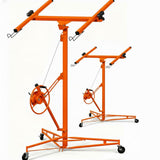 Garvee Drywall Lift 16Ft Sheetrock Lifter Heavy Duty with Adjustable Telescopic Arm and Lockable Wheels for Ceiling and Wall Installation, Steel, Black - Orange