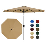 Garvee 10' Patio Umbrella with Crank Lift & Push Button Tilt – 8 Sturdy Ribs Table Umbrella for Yard, Deck, Pool, Outdoor Patio, Tan - Tan