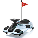 Garvee Kids Drifting Car 12V Ride On Go Kart With 45W Brushless Motor, 5 Wheels, LED Light, Music, Outdoor Toy for Teens, 35.43in, Multi-Color - White