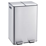 Garvee Kitchen Trash Can 16 Gal Dual Compartment Stainless Steel Garbage Can with Lid and Inner Bucket for Home Office Silver - Silver