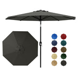 Garvee 10' Patio Umbrella with Crank Lift & Push Button Tilt, Table Umbrella Outdoor Patio 8 Sturdy Ribs for Yard, Deck, Pool, Grey - Grey
