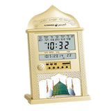 Garvee Azan Calendar Muslim Prayer Wall Clock Alarm with LCD Display Home Decor Gold No Battery