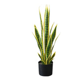 Garvee Fake Snake Plant Faux Potted Artificial Snake Plant Tropical Home Office Garden Decoration Realistic Green - Tiger Pilan (Yellow)