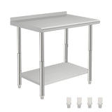Garvee NSF Stainless Steel Prep & Work Table with Adjustable Undershelf, 30x24 in, Commercial Heavy Duty, Silver