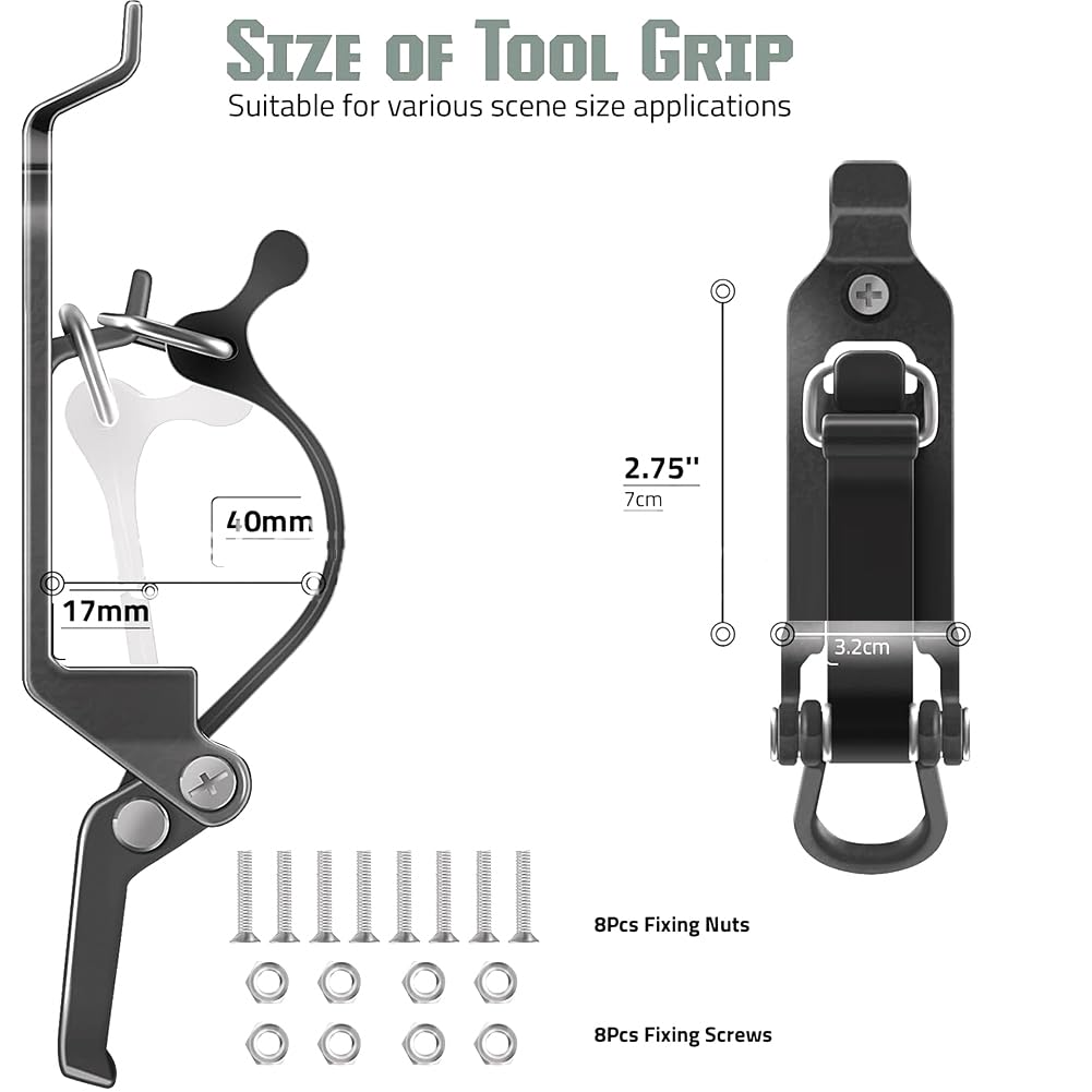 Shovel mount size range for 17 to 40 mm tool handles