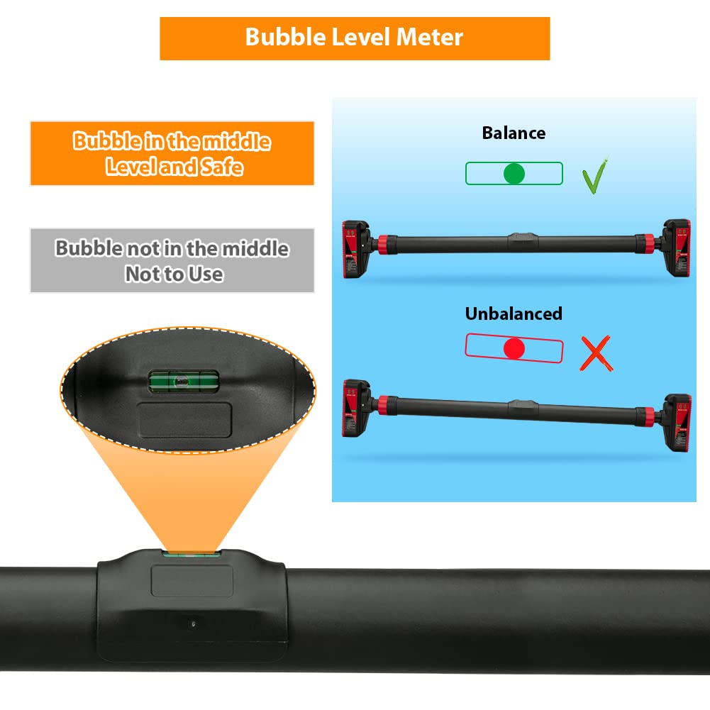 Built-in bubble level meter for accurate pull up bar installation