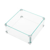 Garvee Fire Pit Wind Guard 18.5x18.5x6 Inch Clear Tempered Glass Flame Shield with Aluminum Brackets for Outdoor Fire Tables