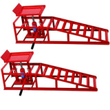 Garvee 2PCS Auto Car Truck Service Ramps Lifts,12000lbs(5T) Garage Car Lift Hydraulic Ramps,Portable Car Ramps for Oil Changes High Lift,Lift Repair Frame Lift Height Adjust 9.8"-15" (Red) - Red
