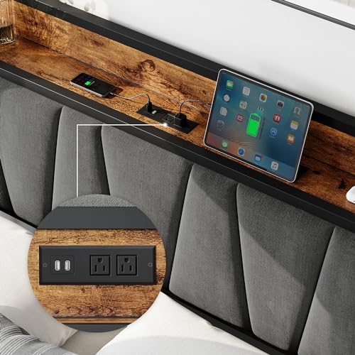 Storage headboard with built-in charging station