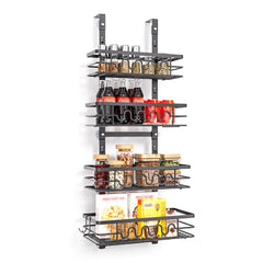 Garvee Over The Door Pantry Organizer Metal Hanging Spice Rack Multi-Tier Kitchen Bathroom 4 Layers