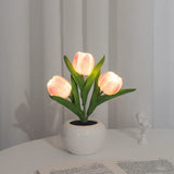 Garvee LED Simulation Tulip Night Light, Fake Flower Table Lamp Ornaments for Birthday Holiday Party Wedding Room Decoration, Ceramic, Cloth, Battery Powered, Multi-Color