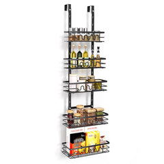 Garvee Over The Door Pantry Organizer Heavy-Duty Metal Hanging Kitchen Spice Rack Narrow Pantry Door Organizer Adjustable Rust-Resistant Coating