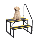 Garvee 2 Step RV Stairs with Handrail, Hot Tub Steps Metal with Non-Skid Tapes, Portable Stairs Steps for RV, Mobile Home Stairs Travel Trailers, Camper, Hot Tub, Ground-Pool for Indoor & Outdoor - 