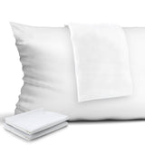 Garvee 4-Pack Zippered Pillow Protectors Premium 400 Thread Count Egyptian Cotton Queen White Pillowcases Covers - White