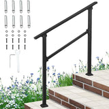 Garvee Handrails for Outdoor Steps, 3 Step Handrail Fit 2 or 3 Steps Outdoor Stair Railing, Metal Porch Railing, Deck Handrail, Aluminium Alloy Hand Rails kit for Concrete, Porch Steps -3 Steps - 