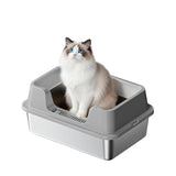 Garvee Stainless Steel Extra Large Cat Litter Box High Sided Non-Stick Odor Resistant Metal Pan for Multiple Cats Big Cats Rabbits - Grey22