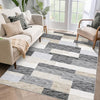 Garvee Machine Washable Living Room Rugs 8x10 Non-Slip Modern Geometric Floor Carpet, Stain-Resistant Low Pile Throw Rug, Contemporary Accent Rug for Kitchen, Office, Gray Camel