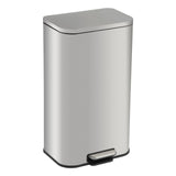 Garvee 3.2 Gallon Stainless Steel Step Trash Can with Soft-Close Lid & Removable Inner Bucket for Kitchen Office Bathroom, Silver, Rectangular, Space-Saving Design - Silver