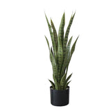 Garvee Fake Snake Plant With Pot Tropical Faux Potted Artificial Snake Plant For Home Living Room Office Garden Decoration Realistic Green - Tiger Pilan (Green)