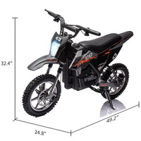 Garvee Ride - T Series: 36V Kids Electric Dirt Bike, 350W/15.5MPH Brushless Motor, LED, Comfortable Leather Seat, 175lbs Max Load Capacity- Black