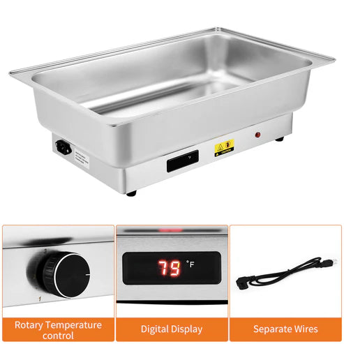 Garvee 9QT(2×1/2Pan)Electric Chafing Dish with Temperature Control, Stainless Steel Buffet Servers and Warmers, Electric Chafing Dish Set with Temperature Control for Catering