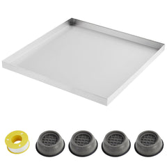 Garvee 36" x 36" Washing Machine Drain Pan Heavy Duty Stainless Steel Tray With 4 Anti-Vibration Feet No Hole For Laundry Room Floor Protection