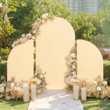 Garvee Arch Backdrop Stand Cover Set of 3, Double Sided Round Top and Half Moon Top Stretchy Backdrop Cover for Birthday Parties Baby Shower Banquet Decorations 5ft 7.2ft 5ft champagne color - Champagne