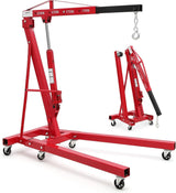 Garvee Cherry Picker Engine Hoist Folding Engine Crane 2 Ton 4400lb Heavy Duty Hydraulic Shop Crane Red - Red