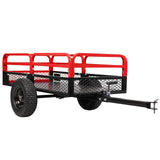 Garvee 1500 LBS Heavy Duty Steel Dump Cart with Removable Sides for ATV, UTV, Lawn Mowers, Tractors, 15 Cubic Feet, Red - Red