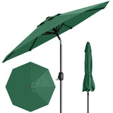 Garvee 9' Patio Umbrella, Outdoor Table Umbrella – Market Umbrella, Tilt & Crank, UV Waterproof, 8 Ribs, Dark Green - Dark Green