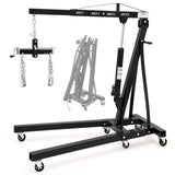 Garvee Engine Hoist With Lever 2T 4000 LBS Heavy Duty Folding Cherry Picker Engine Lift Hydraulic Tilting Shop Crane Black - Black-B