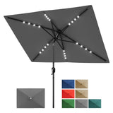 Garvee 10' x 6.5' Solar Rectangular Patio Umbrella with Lights, Crank & Push Button Tilt, Outdoor Garden Deck Lawn Pool, UV Protection, Fade-Resistant Polyester, White LED Light - Gray