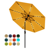 Garvee 9 FT Patio Umbrella with Solar Lights, Waterproof UV Protection, Yellow, Outdoor Garden Poolside - Yellow