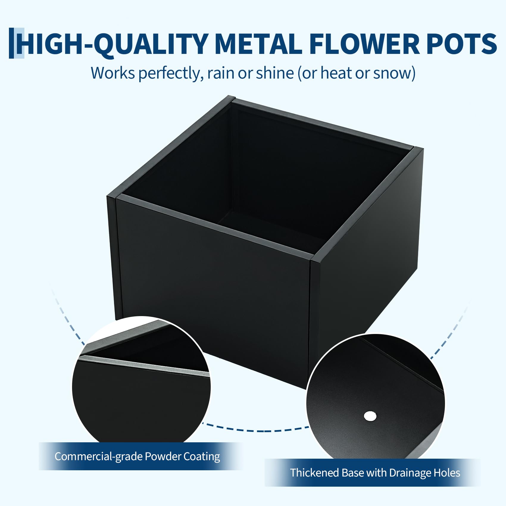 Garvee square planter powder coated alloy steel build