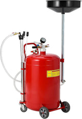 Garvee 20 Gallon Waste Oil Drain Tank with Wheels, Air Operated Drainer, Adjustable Funnel Height for Easy Oil Removal, Metal, Vertical Design - Red-L