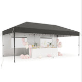 Garvee 10'x20' Pop-Up Canopy Tent - 210D Oxford Fabric Portable Instant Commercial Tent with 2 Sidewalls, 12 Stakes & 6 Sandbags for Events, Black - Black