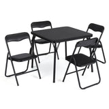 Garvee Folding Card Table and Chair Set of 5, Upholstered Foldable Metal Frame Children's Activity Table and Chairs Set, Black, Portable, Space-Saving