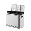 Garvee Trash Can, 3 x 4-Gallon Garbage Can for Kitchen, 3 Compartments for Recycling and Trash, Plastic Inner Buckets and Hinged Lids, Wide Stainless Steel Shape (15 + 15 + 15 for 45L Total), Silver