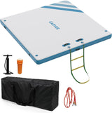 Garvee Inflatable Floating Dock Air Dock Platform with Rope Ladder Non-Slip Surface for Pool Beach Ocean, Sky Blue, 10 x 10 ft - Sky Blue