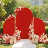 Garvee Arch Backdrop Stand Cover Set of 3, Wedding Arch Cover, Double Sided Round Top and Half Moon Top Stretchy Backdrop Cover for Birthday Parties Baby Shower Banquet 5ft 7.2ft 5ft Red - Red