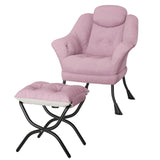 Garvee Lazy Chair Ergonomic Reading Armchair Foldable Footrest Modern Lounge Chair Small Spaces Pink - Pink