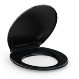 Garvee Round Toilet Seat Slow Close Plastic Toilet Cover Black For Elongated Bowls 15.78-16.77in Length