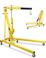 Garvee 2-Ton Foldable Hydraulic Engine Hoist, 6-Wheel Swivel Shop Crane, Adjustable Boom 0.5-2 Ton, Heavy-Duty Cherry Picker for Garage, Workshop, Truck, Farm, 168 Lb - Yellow
