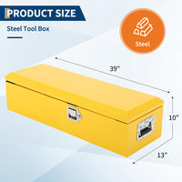 Garvee 39 Inch Steel Truck Bed Tool Box - Diamond Plate Design with Side Handles and Locking Keys, Compact and Durable for Pickup Trucks, RVs, and Trailers, Yellow