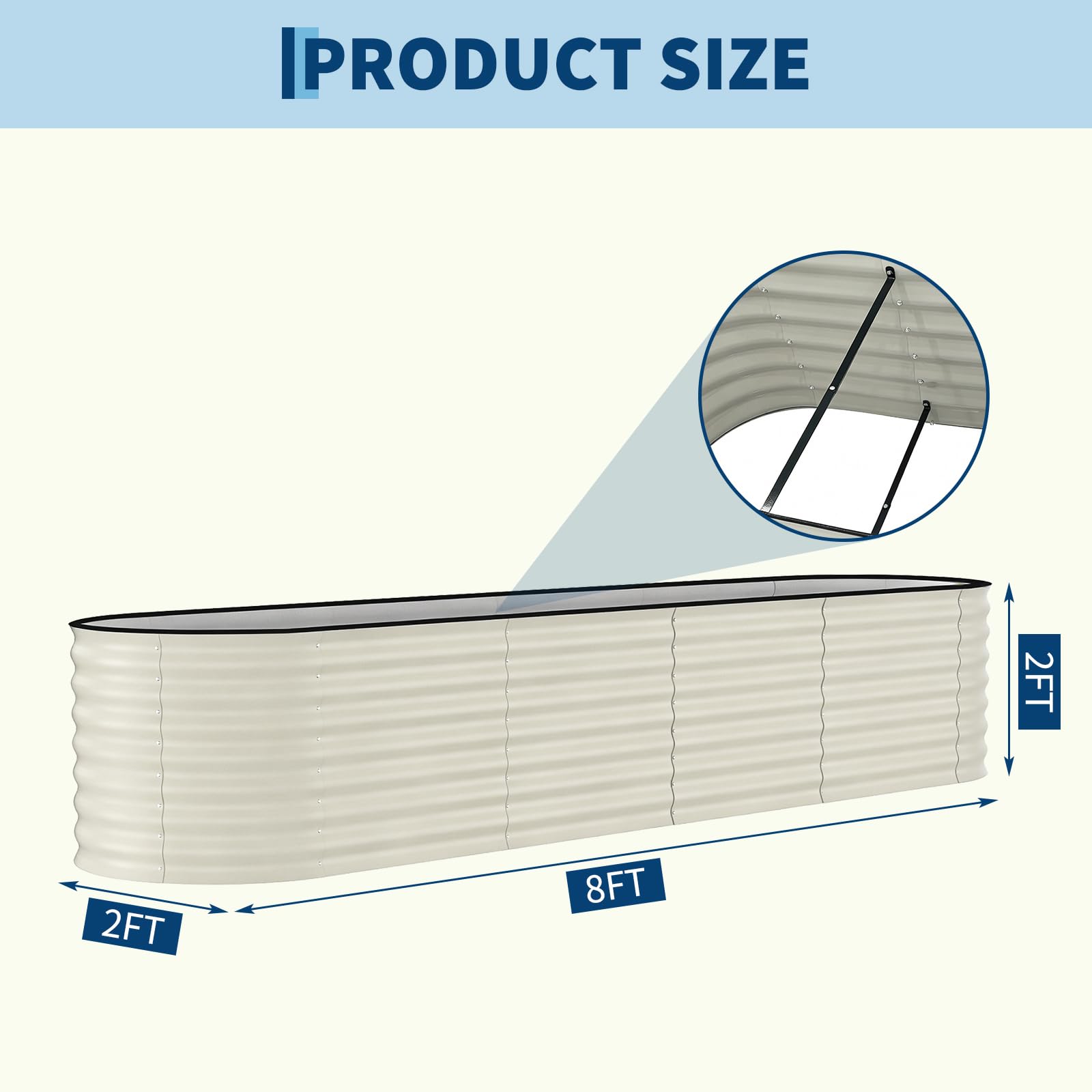 beige oval galvanized raised garden bed for outdoor planting