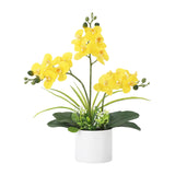 Garvee Real Touch Phalaenopsis Orchid in Pot with Vase for Indoor Home and Office Decor, Large Yellow Faux Flowers, 3PCS - Yellow