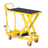 Garvee Heavy Duty Hydraulic Lift Table Cart 500LB Capacity, Single Scissor Lift, 28.7'' Height, Yellow for Garage Warehouse Workshop