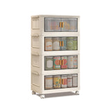 Garvee Storage Bins With Lid 4x120L Foldable Stackable Containers Clear Plastic With Door And Wheels For Living Room Office Dorm 80x40x145Cm