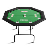 Garvee Octagon Poker Table with Collapsible Legs, Casino Leisure Gaming Table for 8 Players, 47x47x29.5 Inches, Green - Green Steel Cup