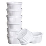 Garvee 8 Oz Ceramic Ramekins Oven Safe Baking Creme Brulee Souffle Bowls White Set of 8 - White